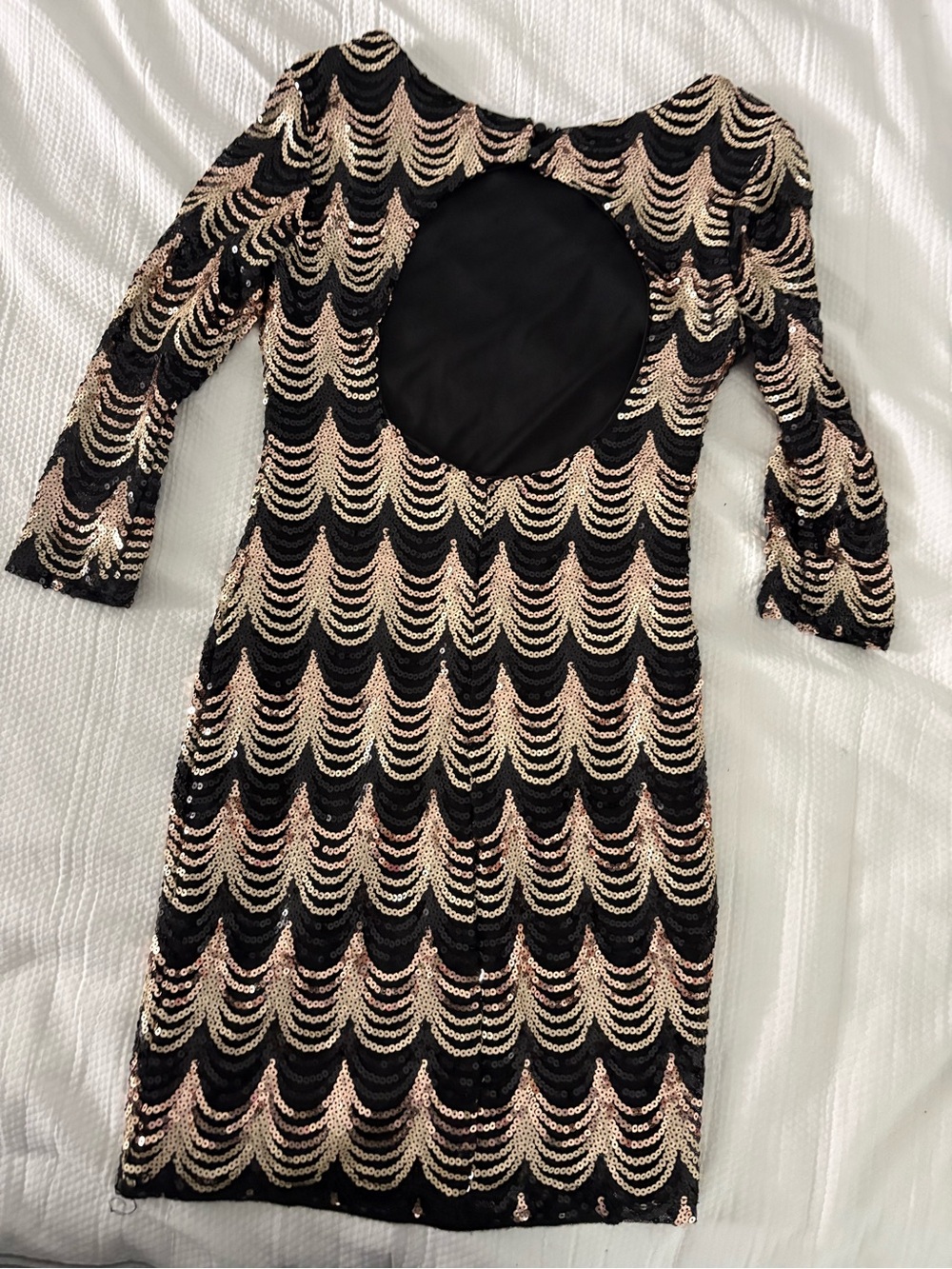 Crystal Doll Black & Rose Gold Sequin Backless Party Dress